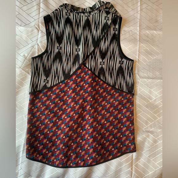 Unique pattern print top designer Bar 3 sleeveless tank blouse XS Small artsy - Picture 3 of 8